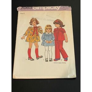 00602 - Simplicity 7063 Child Size 5 Dress Top Pants VTG Sewing Pattern UNCUT FF